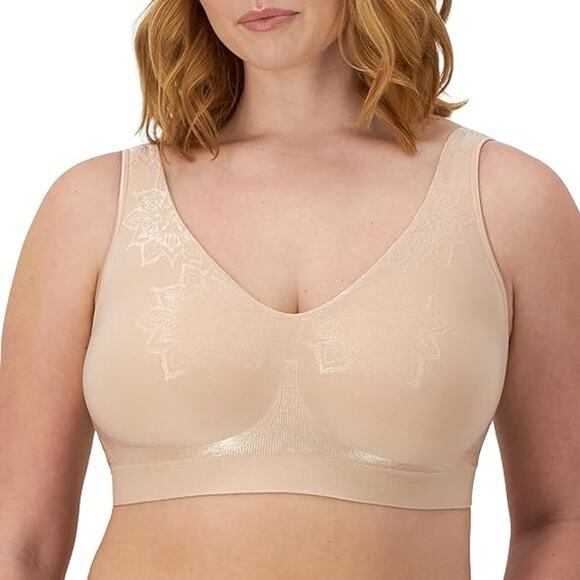 New Bali Women XL Tan Wireless Comfort Revolution Seamless Moisture Wicking Bra - Picture 1 of 6